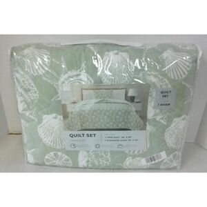 NEW Laura Ashley TWIN Size Linley Quilt & Sham Set Yellow and Blue Floral NIP